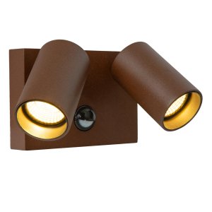 EMERIC kinkiet zewnętrzny IP65 rdzawy z czujnikiem LED 2x9W regulowany LUCIDE 69807/19/97