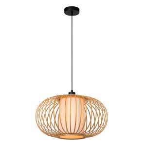 THULINE lampa wisząca bambusowa 45cm z białym abażurem 1xE27 LUCIDE 05457/45/72
