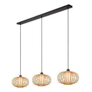THULINE lampa wisząca potrójna bambusowa z białymi abażurami 3xE27 LUCIDE 05457/03/72