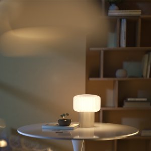 OMAGGIO lampa stołowa ceramiczna beżowa ryflowana 1xG9 MOD404TL-01BG