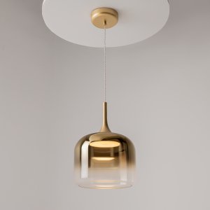 SPIRITO lampa wisząca złota LED 12W 3000K klosz złoty cieniowany MOD286PL-L18G3K