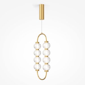 AMULET złota lampa wisząca owalna szklane korale LED 16W 3000K MOD555PL-L11G3K