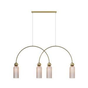 ANTIC lampa wisząca złota z koniakowymi kloszami  4xE14 MOD302PL-04CG