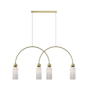 ANTIC lampa wisząca złota z białymi kloszami  4xE14 MOD302PL-04W