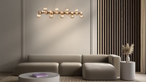 DALLAS lampa wisząca nad stół złota klosze bursztynowe 25xG9