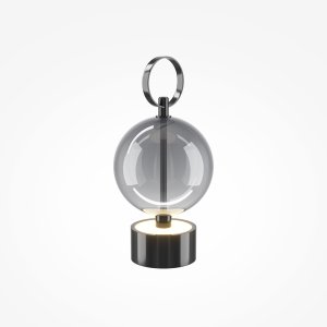 DOUBLE MOON akumulatorowa lampa stołowa czarna z dymionym szkłem LED 3W 3000Kściemnianie dotykowe MOD478RL-L3B3K