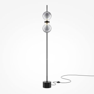 DOUBLE MOON lampa podłogowa czarna z dymionym szkłem LED 15W 3000K MOD478FL-L15B3K