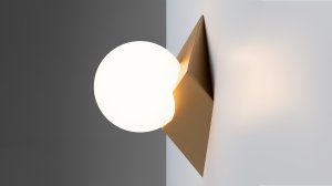 CUBEO kinkiet asymetryczny mosiądz z białą kulą 1xG9 MOD445WL-01BS