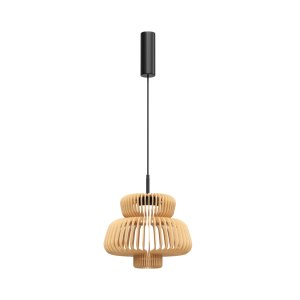NAMIKI lampa wisząca abażur żeberkowy ze sklejki LED 14W CCT MOD465PL-L12BK1