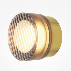 OLO kinkiet okrągły mosiądz klosz szkło ryflowane LED 6W CCT MOD493WL-L6BSK1