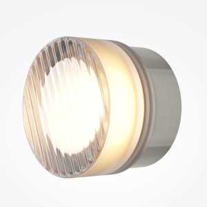 OLO kinkiet okrągły platynowy klosz szkło ryflowane LED 6W CCT MOD493WL-L6PTK1