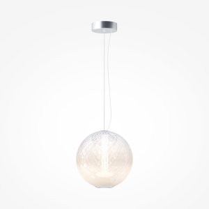 BRUMA lampa wisząca chromowana klosz szkło białe cieniowane LED 15W 2700K MOD397PL-L15CH2.7K