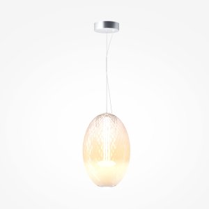 BRUMA lampa wisząca chromowana klosz szkło białe cieniowane LED 19W 2700K MOD397PL-L19CH2.7K