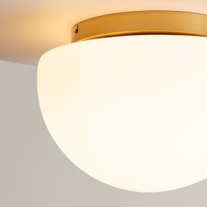 GLASSY lampa sufitowa złota z białym kloszem fi 31cm 1xE27 MOD270CL-01G