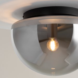 GLASSY lampa sufitowa czarna z dymionym kloszem fi 31cm 1xE27 MOD270CL-01B