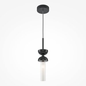 KYOTO lampa wisząca czarny marmur z białym kloszem wykończenie czarne 1xG9 MOD178PL-01B