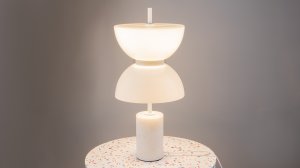 KYOTO lampa stołowa biały marmur z białym kloszem wykończenie białe LED 11W 3000K MOD178TL-L11W3K