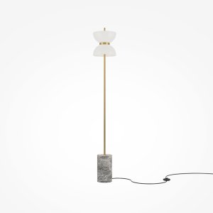 KYOTO lampa stojąca szary marmur z białym kloszem wykończenie złote LED 11W 3000K MOD178FL-L11G3K
