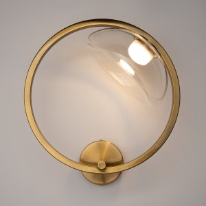 LUNARE kinkiet ring mosiądz z wklęsłym kloszem prawy LED 5W 3000K MOD327WL-L5BS3K