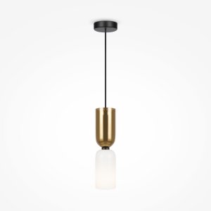 MEMORY lampa wisząca czarna klosz biały i złoty 1xE14 MOD177PL-01G