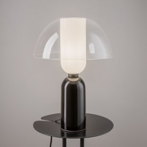 MEMORY lampa stołowa szklana czarna z podwójnym kloszem 1xE14 MOD177TL-01B