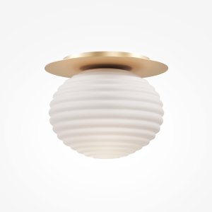 REELS lampa sufitowa klosz białe szkło ryflowane fi 32cm wykończenie złote 1xE27 MOD268CL-01G