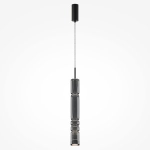 ORDO lampa wisząca czarna długi klosz ryflowany dymiony LED 8W 3000K MOD272PL-L12B3K