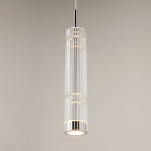 ORDO lampa wisząca chrom klosz ryflowany transparentny LED 8W 3000K MOD272PL-L12CH3K1