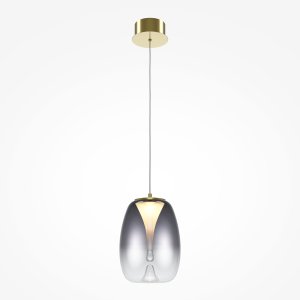 SPLASH lampa wisząca złoty mat klosz z podwójnego szkła dymionego LED 7W 3000K MOD282PL-L8G3K