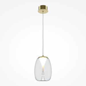 SPLASH lampa wisząca złoty mat klosz z podwójnego szkła przeźroczystego LED 7W 3000K MOD282PL-L8G3K1