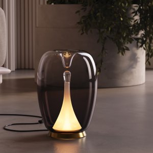 SPLASH lampa stołowa złoty mat klosz z podwójnego szkła dymionego LED 7W 3000K MOD282TL-L15G3K
