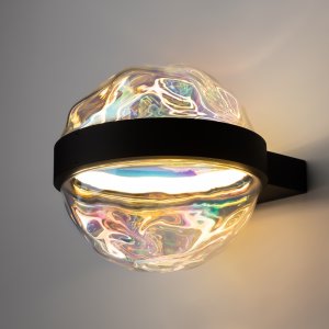 MISTERIO kinkiet kulisty klosz ze szkła dichroicznego z czarną obejmą LED 6W 2700K MOD379WL-L6B2.7K 