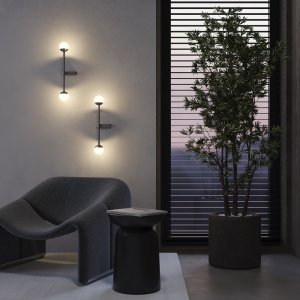 TOUCH kinkiet czarny z białymi kloszami i wyłącznikiem LED 13W 3000K MOD285WL-L10B3K