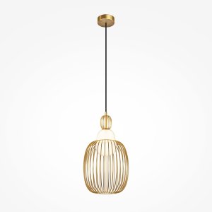 LEVITATION lampa wisząca złota druciana fi 26cm klosz biały 1xG9 MOD376PL-01G1