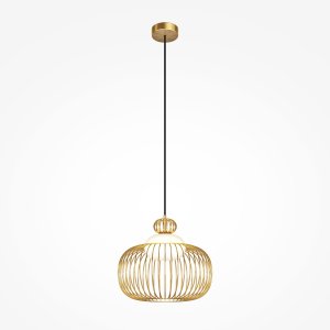 LEVITATION lampa wisząca złota druciana fi 34cm klosz biały 1xG9 MOD376PL-01G