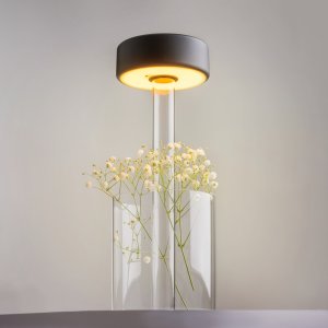AI COLLABORATION lampa stołowa czarna wazon szkło przeźroczyste LED 3W CCT DIM ładowanie USB MOD229TL-L3B3K1