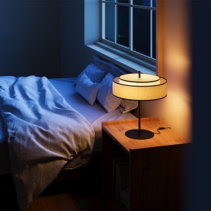 BERGAMO lampa stołowa czarna podwójny abażur biały 2xE14 MOD613TL-02W