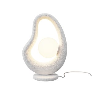OPUS lampa stołowa biała o organicznym kształcie klosz biała kula 1xG9 MOD380TL-01W
