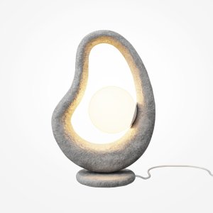 OPUS lampa stołowa szara o organicznym kształcie klosz biała kula 1xG9 MOD380TL-01GR