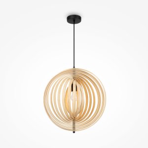 ROOTS lampa wisząca ze sklejki okrągła rozkładana fi 50cm 1xE27 wykończenie czarne MOD197PL-01W1