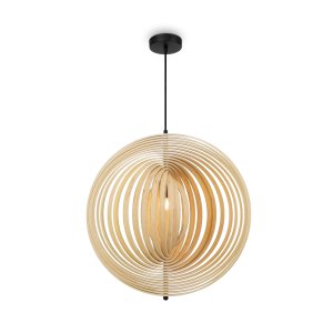 ROOTS lampa wisząca ze sklejki okrągła rozkładana fi 60cm 1xE27 wykończenie czarne MOD197PL-01W2