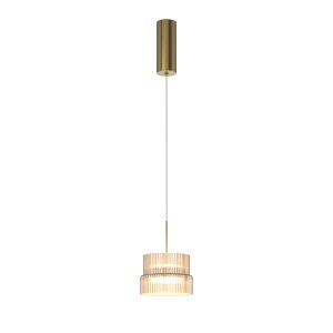 SCALA lampa wisząca złota klosz ryflowany amber LED 12W 3000K MOD496PL-L12BZK