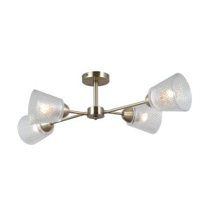 LAMIN lampa sufitowa złoto antyczne 4xE27 klosze szklane PND-40697-4-ABR