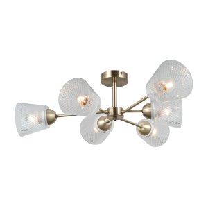 LAMIN lampa sufitowa złoto antyczne 6xE27 klosze szklane PND-40697-6-ABR