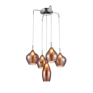 AMBER MILANO 5 CO lampa wisząca 5xG9 max 40W miedź