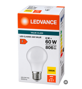Żarówka LED VALUE CLAS A 60 8W 3000K E27 LEDVANCE