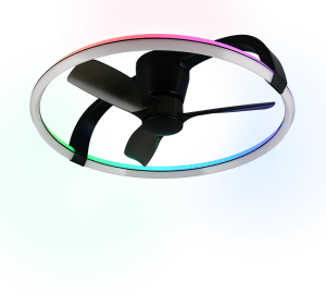 STOCKHOLM czarna lampa sufitowa z wentylatorem LED 37W RGB CCT sterowanie pilotem R64262932