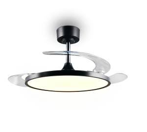 KASFJORD lampa sufitowa z wentylatorem czarna LED 34W CCT składane łopaty + pilot R64452132