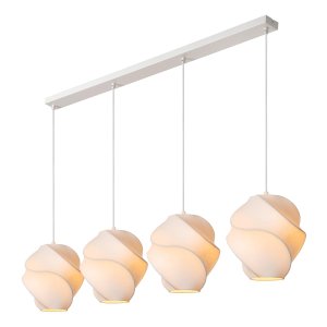 LA VAGUE biała lampa wisząca abażury z jedwabiu o organicznym kształcie fi 25cm 4xE27 LUCIDE 26405/04/31