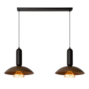 GRANTHAM nowoczesna lampa wisząca czarna z brązowymi kloszami 2xE27 LUCIDE 21448/02/96